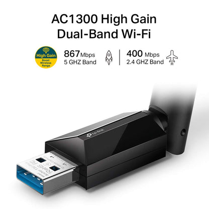 👉 USB WLAN Stick Adapter mit High-Gain Antenne – AC1300, bis zu 867 Mbit/s (5GHz) & 400 Mbit/s (2,4GHz), kompatibel mit Windows & Mac OS